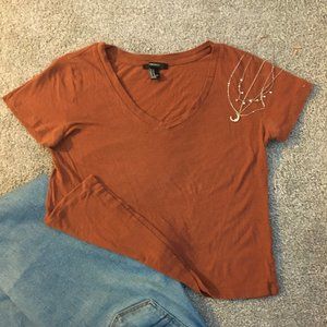 Copper V-Neck Cropped Tee